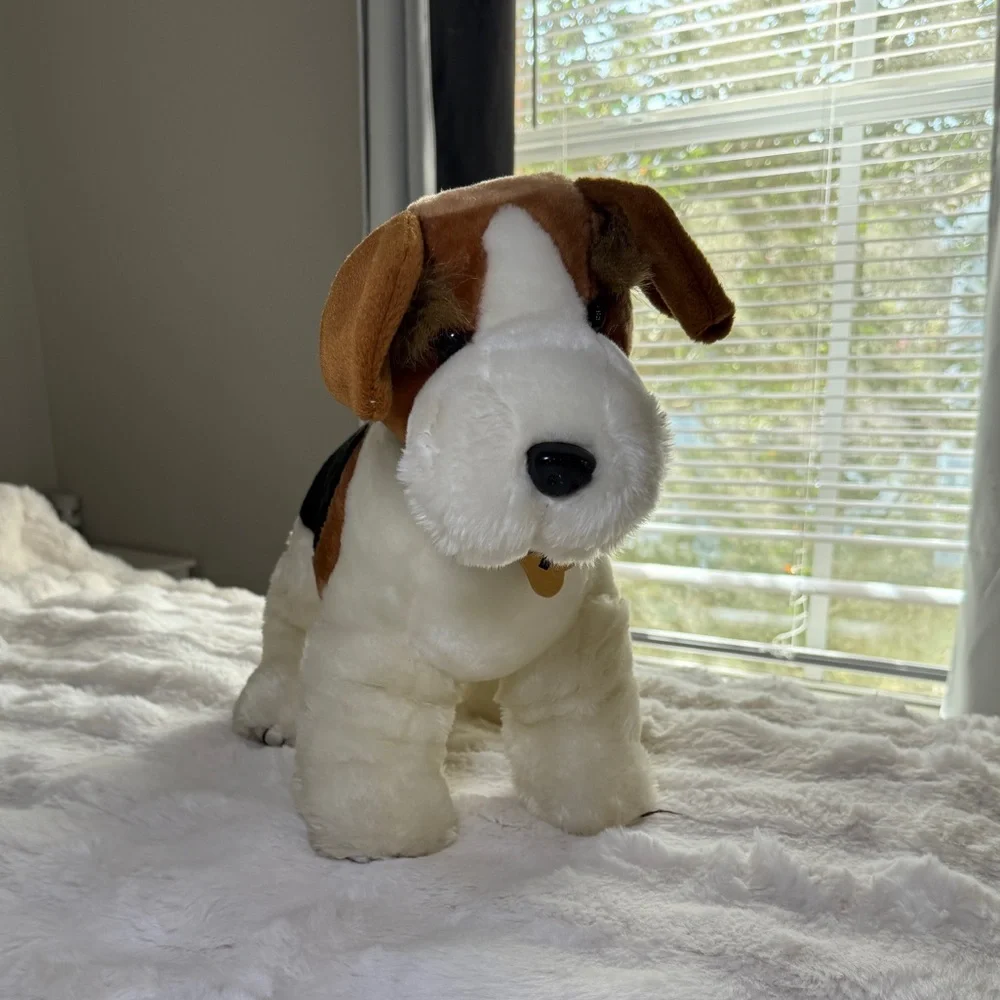 Plush Dog Toy - Brown and White